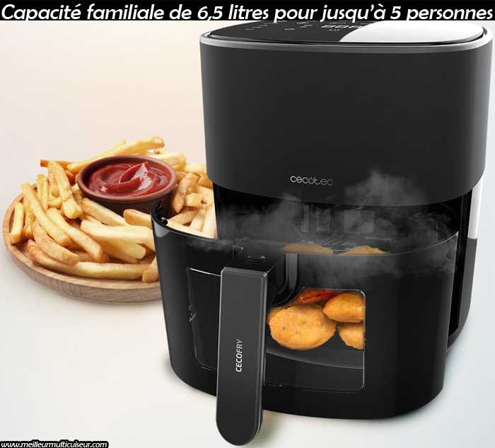 Friteuse à Air sans Huile Cecotec de 6,5 L, Cecofry Fantastik Window 6500  Fenêtre, 1700W, –