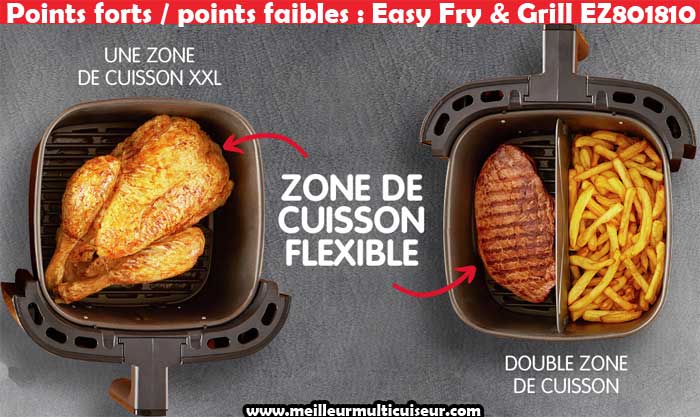 Moulinex Friteuse sans huile XXL + gril, 6,5 L, 8 personnes, 8 programmes,  Séparateur Flexcook double cuisson (3,25 L chacun), Air fryer, Frites,  Grillades, Poulet rôti, Easy Fry & Grill XXL EZ801810 