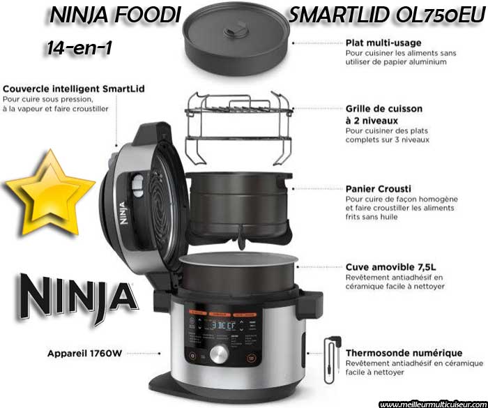 NINJA - OL750EU - Multicuiseur SmartLid 14-en-1 Foodi MAX
