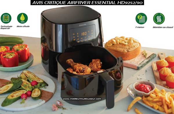 Philips Essential Airfryer L Avec Technologie Rapid Air, Air fryer 13 en 1,  Digitale, Application de Recette NutriU, 0,8 kg, 4,1 l, 1400 Watts, 4