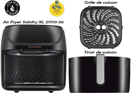 Cuve et grille amovibles sur Air Fryer Extra Large Satisfry Russell Hobbs