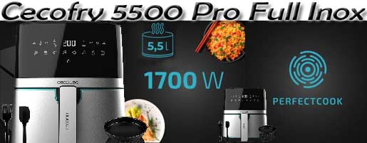 Détails techniques sur l'airfryer Cecofry 5500 Pro Cecotec