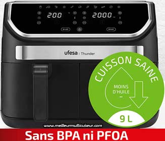 Ufesa Thunder 3XL Dual Zone sans BPA ni PFOA