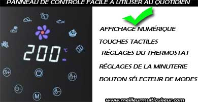 Panneau de contrôle intuitif sur l'airfryer My Air Cook SENYA