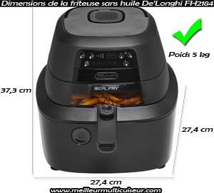 Dimensions et poids de la friteuse diététique FH2184.BK DELONGHI