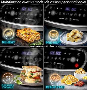 10 modes de cuissons personnalisables sur AF34 air fryer Duronic