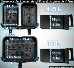 Dimensions des paniers de cuisson de l'AF34 de la marque Duronic