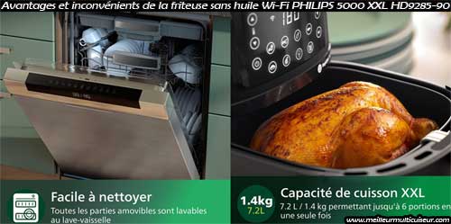 Avantages et inconvénients de la friteuse sans huile HD9285/90 série 5000 XXL de la marque Philips