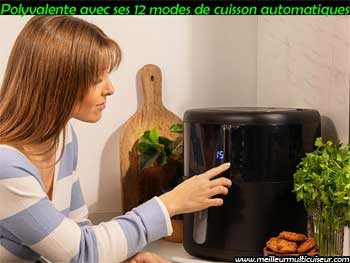 12 modes de cuisson auto sur la friteuse à air Cecofry Bombastik 6000 de la marque espagnole CECOTEC