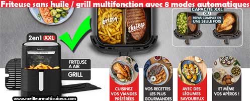8 modes automatiques et personnalisables sur la friteuse sans huile Easy Fry and Grill XXL de Moulinex