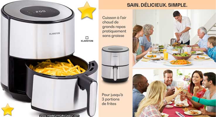 Avis sur les avantages et inconvénients de la friteuse sans huile Crisp Pro 4,3 litres argent de KLARSTEIN