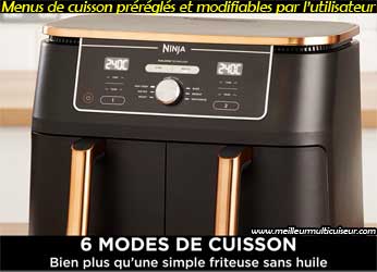 6 modes de cuisson automatiques et modifiables sur la friteuse à air DualZone Foodi Max AF400EUCP de NINJA