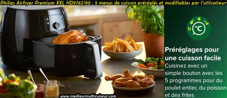 5 modes de cuisson personnalisables sur Airfryer Premium XXL HD9762/90 de la marque Philips