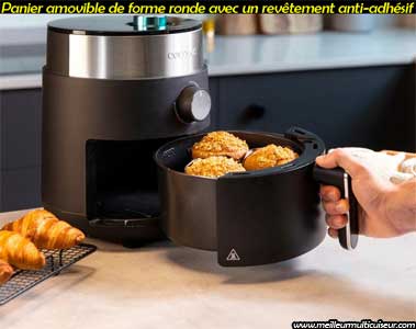 Panier amovible et anti-adhésif sur l'airfryer Essential Rapid Dark de Cecotec