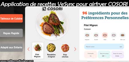 Application de recettes Cosori VeSync pour l'air fryer TurboBlaze