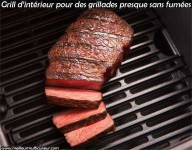 Grill d'intérieur presque sans fumées sur Easy Fry & Grill EZ506820 de la marque française Moulinex