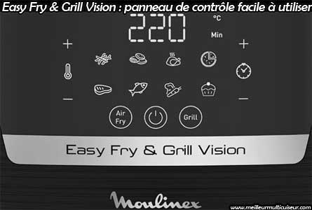 Panneau de commande facile à utiliser sur Easy Fry and Grill Vision fabricant Moulinex