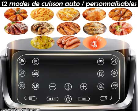 12 modes de cuissons automatiques et personnalisables sur Euary noir