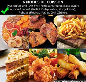 6 modes de cuisson auto sur le grill airfryer MAX Foodi de la marque Ninja