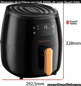 Dimensions de la friteuse sans huile compacte Air Large 26510-56 de Russell Hobbs