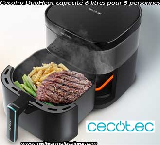 Capacité de la friteuse à air chaud de Cecotec modèle Duo Heat 6 litres