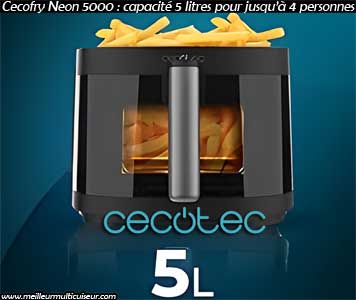 Capacité de la friteuse sans huile NEON 5000 dans la gamme Cecofry CECOTEC