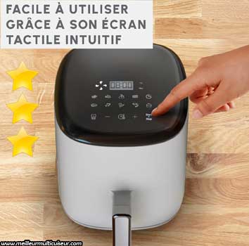 Panneau de commande intuitif sur l'air fryer Easy Fry Moulinex modèle Compact blanc