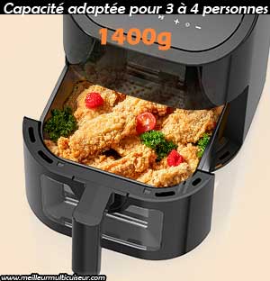 Capacité de la friteuse à air Euary version 4,5 litres