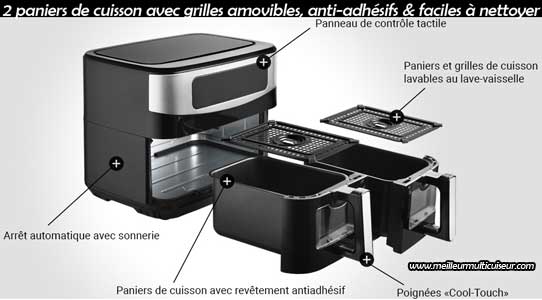 VENGA! 9L noir paniers de cuisson amovibles et antiadhésifs