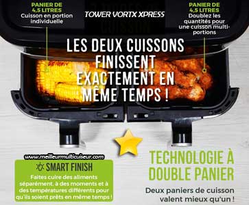 Xpress Vortx de Tower a une capacité de 9 litres et possède 2 paniers de 4,5 litres