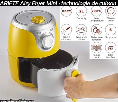 Technologie de cuisson de la mini friteuse à air Airy Fryer Mini de la marque ARIETE