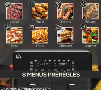 8 menus de cuisson de la friteuse diététique HOMCOM dualzone xxl