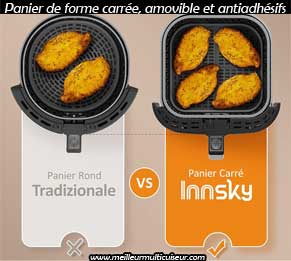 Panier de cuisson carré, antiadhésif sur XXL 5.5L de la marque Innsky