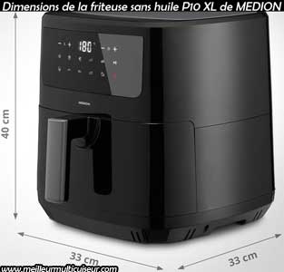 Dimensions de la friteuse diététique Medion modèle p10 6.8l