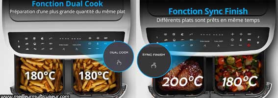 Fonctions Dual Cook & Sync Finish sur Medion P20 la friteuse à air chaud