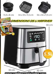 Dimensions de la friteuse sans huile KESSER référence HU-XI-201