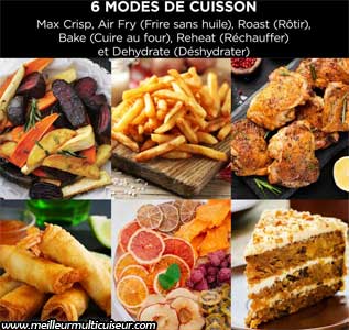 Modes de cuisson de la friteuse sans huile AF180 de la marque NINJA modèle Max Pro