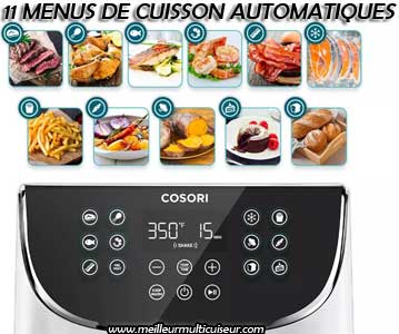 Menus de cuisson sur l'air fryer Cosori CP158-AF