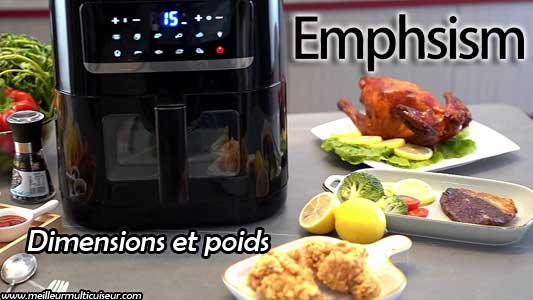 Dimensions et poids de la friteuse Emphsism