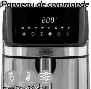 Panneau de commande facile à utiliser sur l'airfryer InnovaGoods 5.5L noir et aluminium