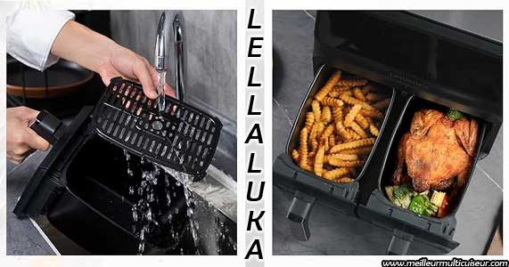 Lellaluka airfryer dual zone 8 litres : facile à nettoyer