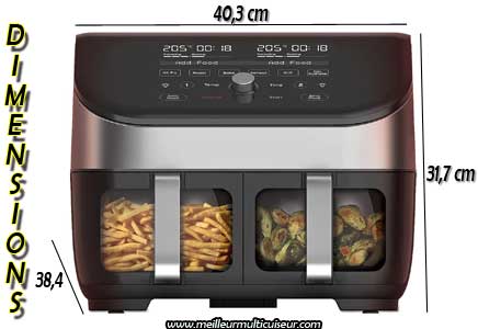 Dimensions de la friteuse sans bain d'huile Vortex Plus Dual du fabricant Instant Pot