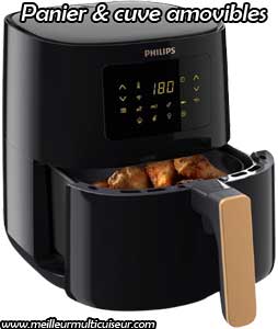 Panier et cuve amovibles sur l'air fryer HD9255/80 de la marque Philips