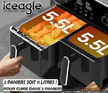 Capacités de la friteuse sans huile double compartiment Iceagle 11 litres