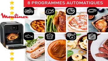Les huit modes de cuisson de cet airfryer et four MOULINEX