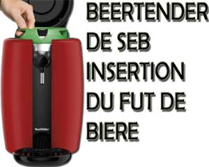 Fût de bière facile à mettre en place dans la machine Beertender rouge de SEB