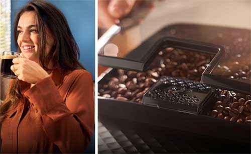 Le bac à grains de cette machine pour barista débutant