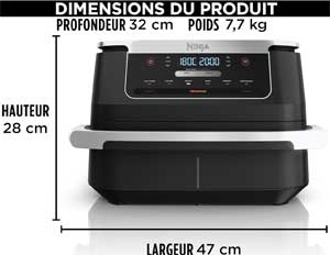 Voici les dimensions de l'appareil :