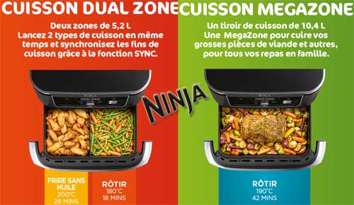 Ninja : grand panier Megazone ou deux paniers Dual Zone