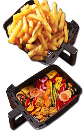 Deux paniers superposés de 5 litres chacun.